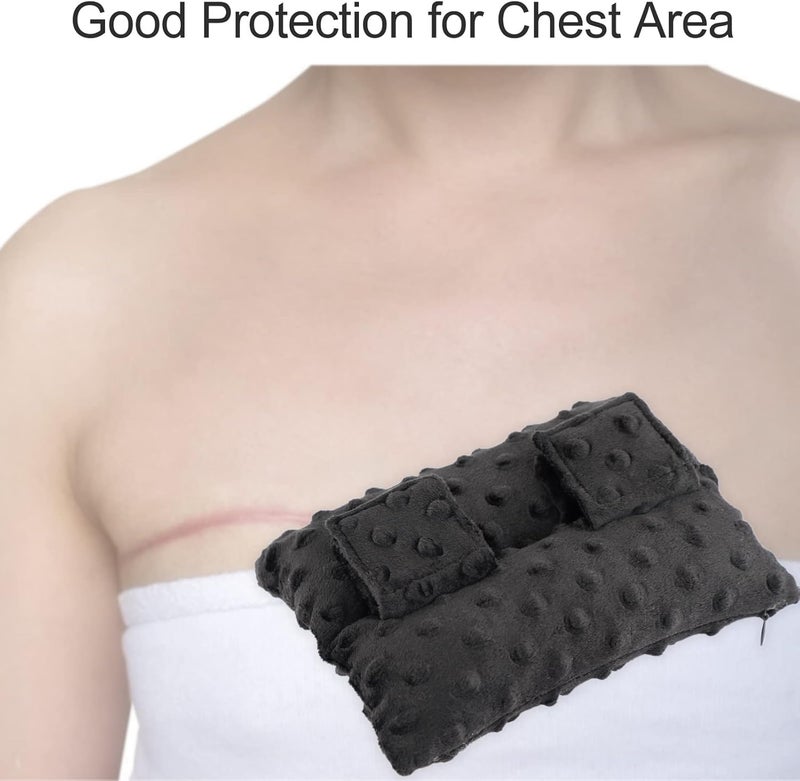 HapiPoppy Port Pillows Chemo Port Pillow for Seatbelt Chest Protector Chemo Patients Pacemaker Heart Surgery Recovery Support Cushion Gifts Women Minky Dot Black - Image 3